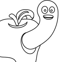 Apple and worm coloring page