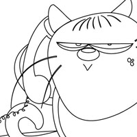 Cat and phone coloring page