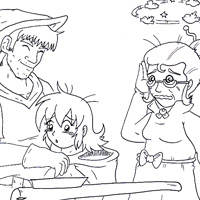 coloring sheet of red riding hood