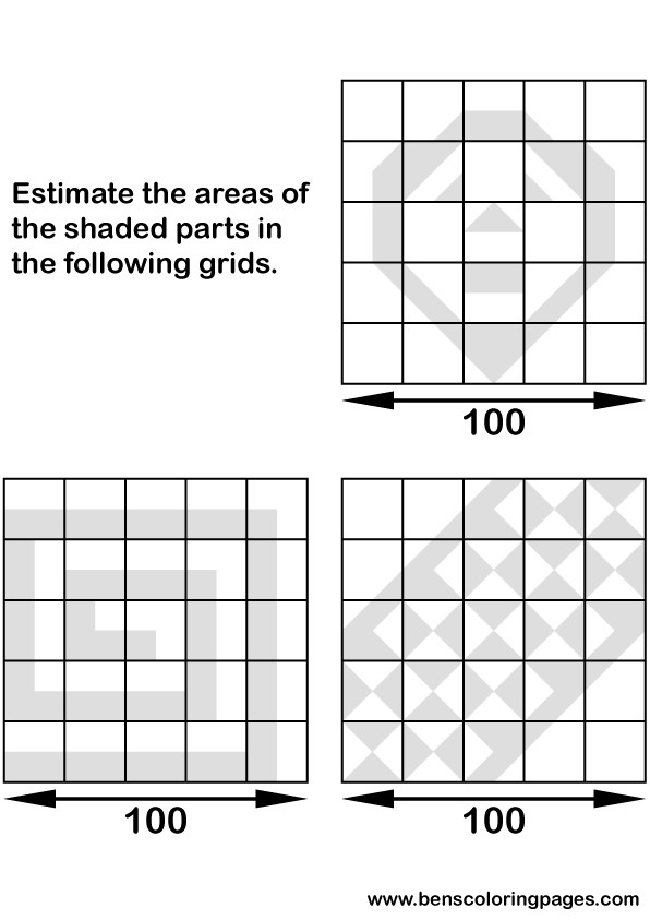 Calculate the shaded areas of the following diagrams