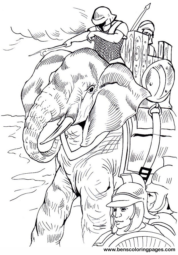 carthagenean war elephant coloring page for free