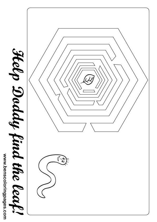 worm maze coloring pages