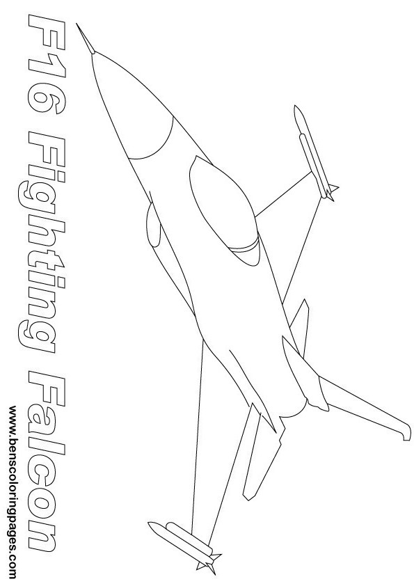 Printable f16 fighting falcon coloring page