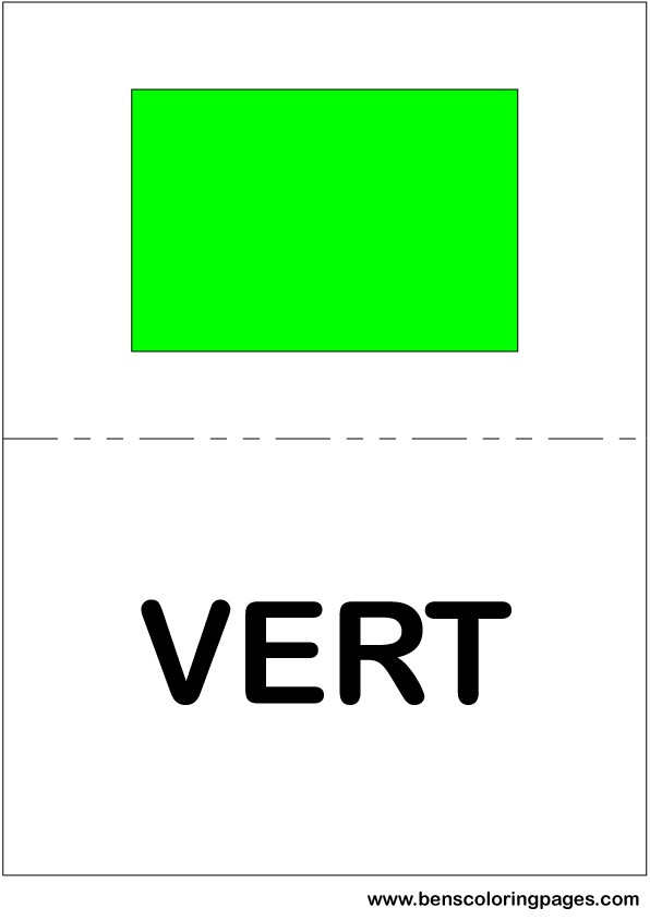 Green color flashcard in French