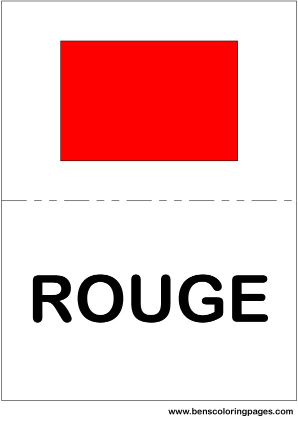Red color flashcard in French