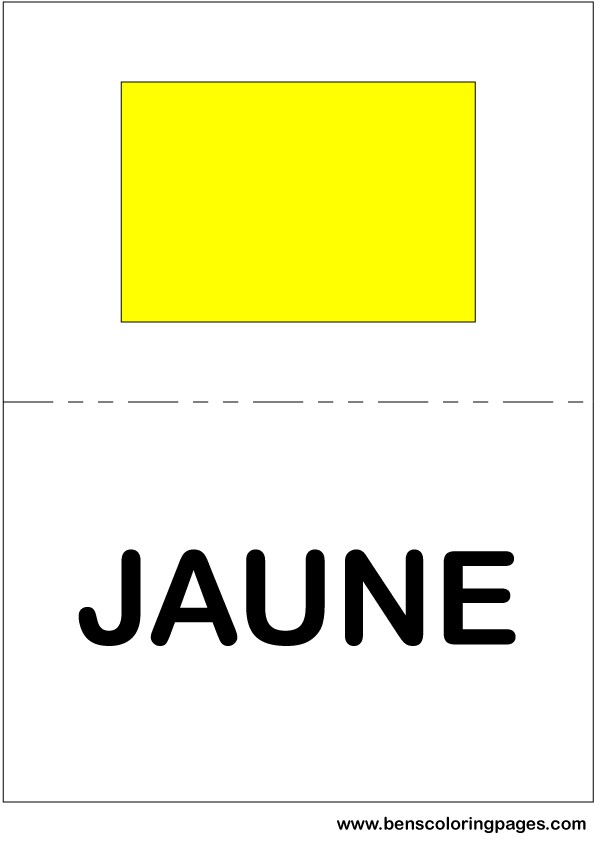 Yellow color flashcard in French