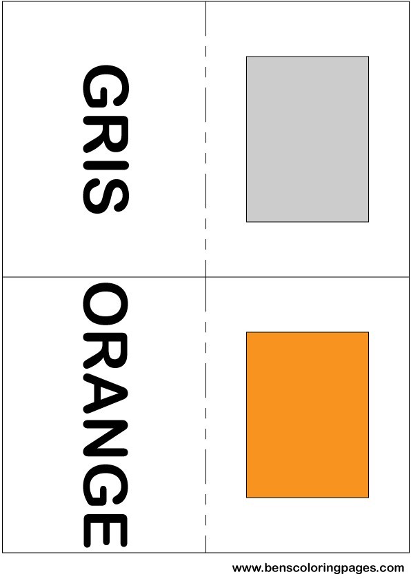 Grey and orange colors flashcard in French