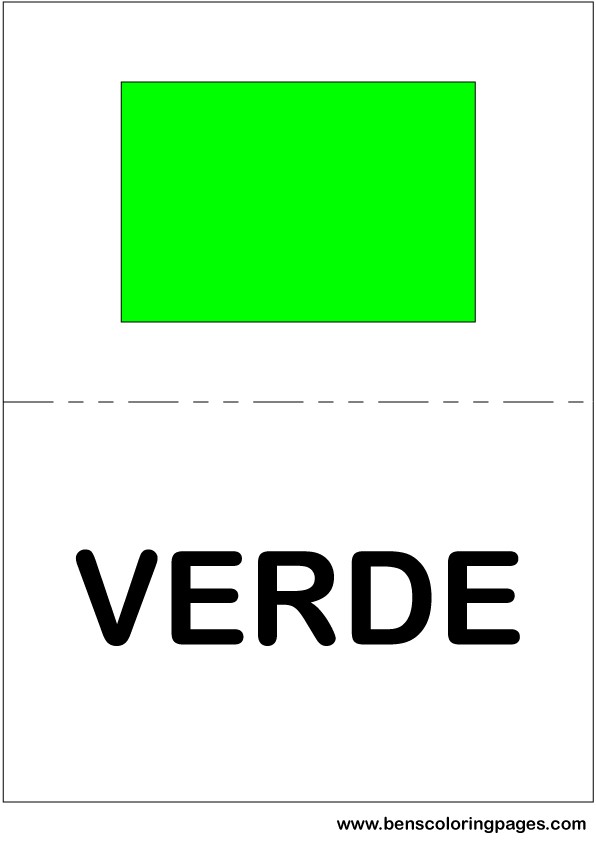 Green color flashcard in Italian