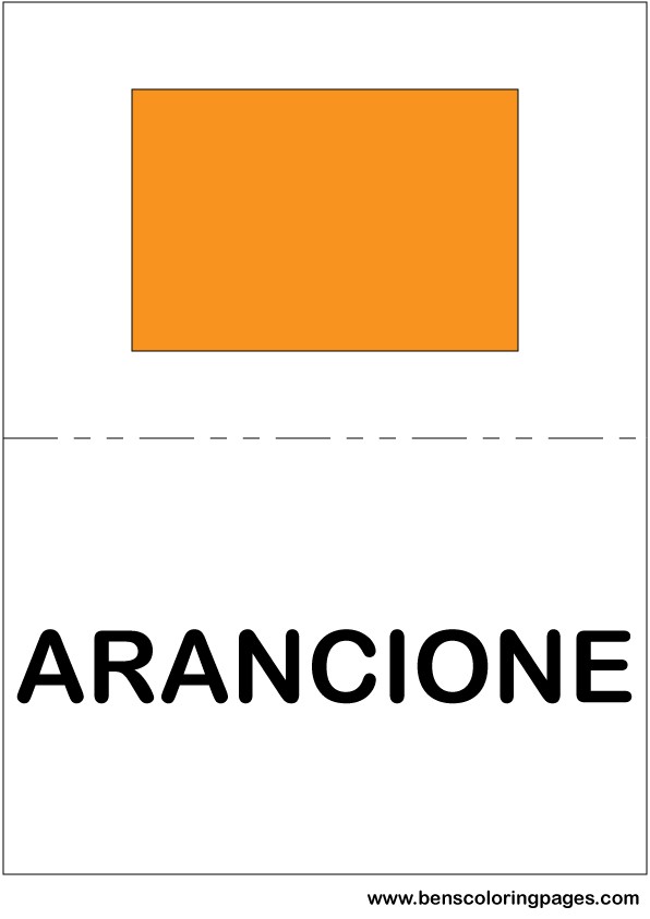 Orange color flashcard in Italian