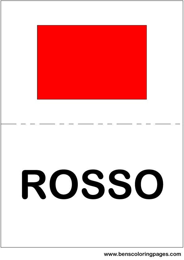 Red color flashcard in Italian