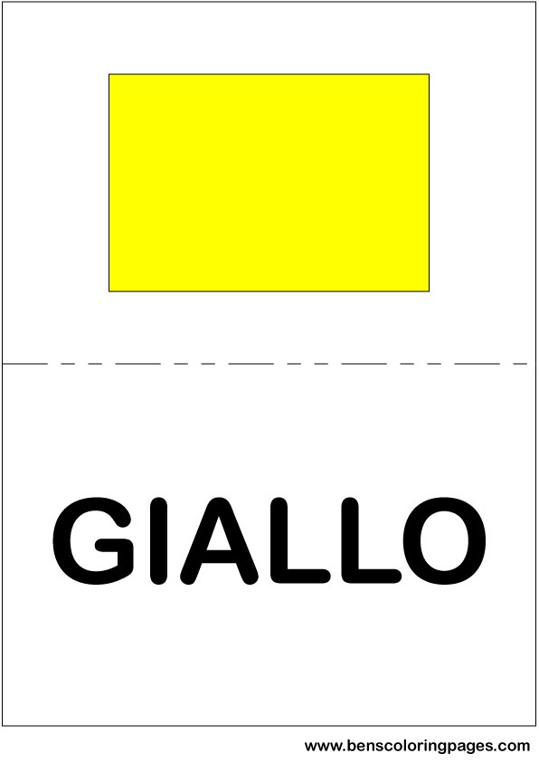 Yellow color flashcard in Italian
