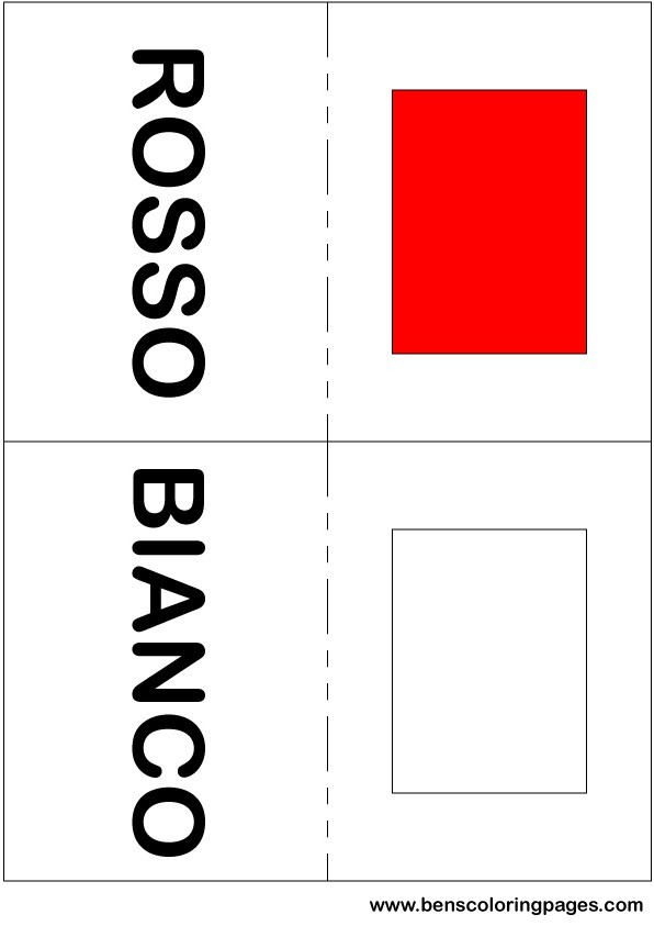 Red and white colors flashcard in Italian