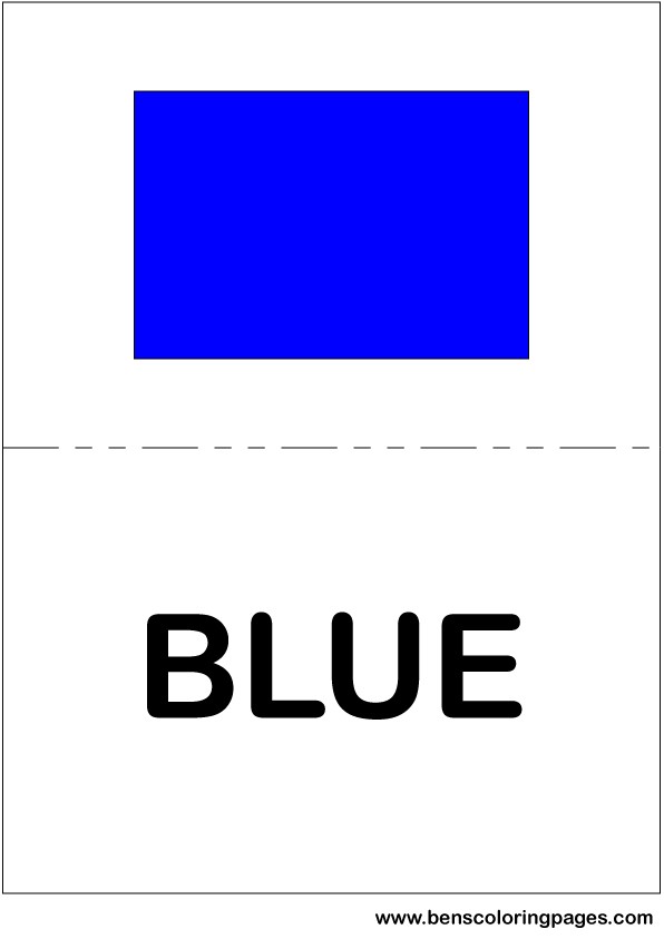 Blue color flashcard in English