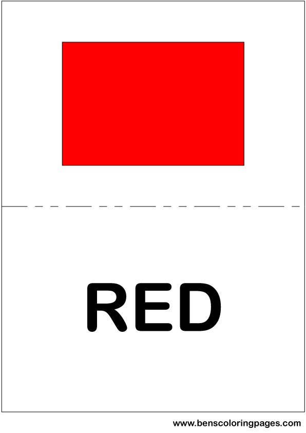 Red color flashcard in English
