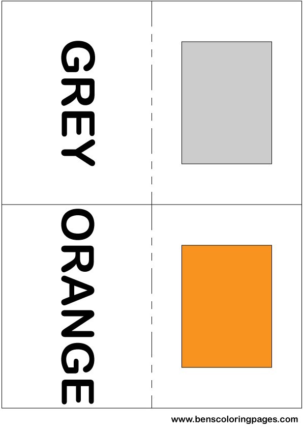 Grey and orange colors flashcard in English