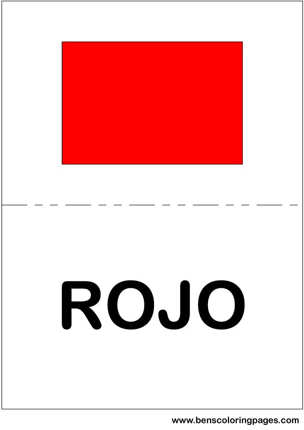 Red color flashcard in Spanish