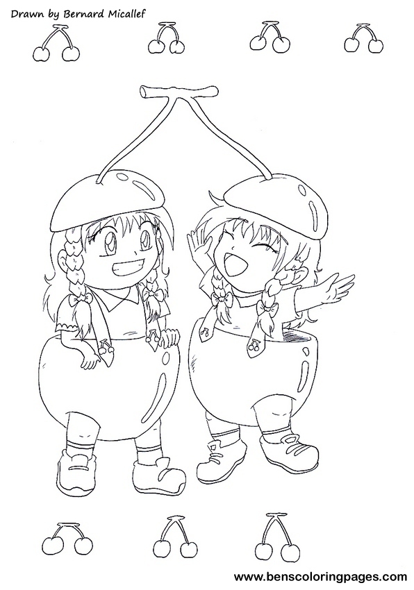 cherry coloring picture for free