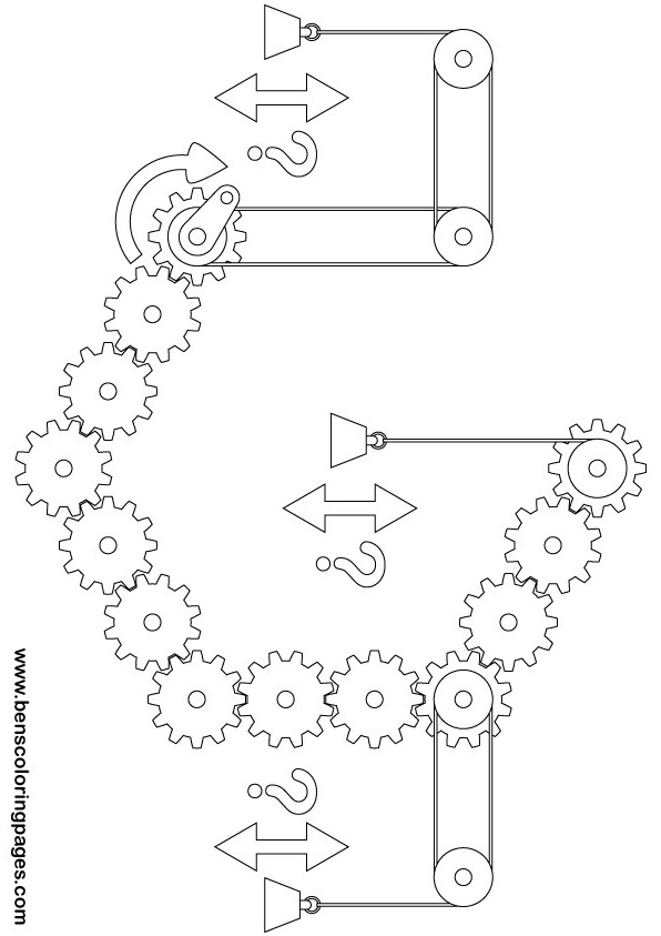 Printable Rube Goldberg gears and pulleys exercise