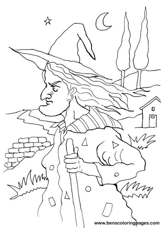 halloween witch color page