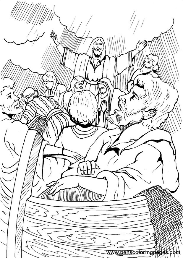 jesus and the storm coloring page