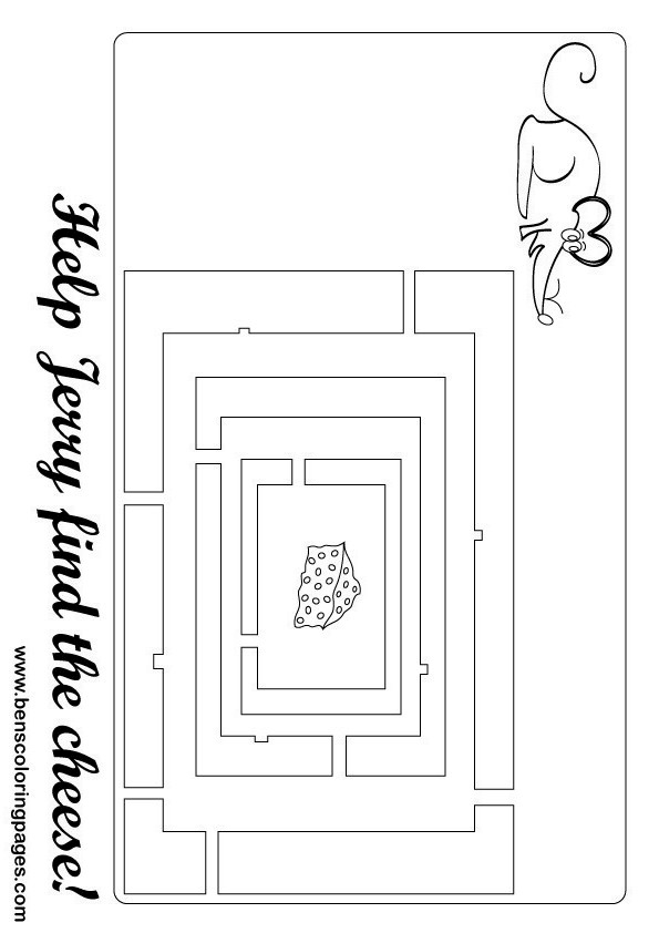 jerry mouse maze coloring page