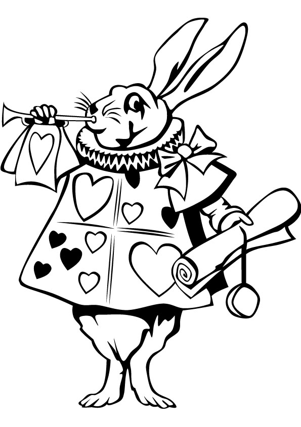 the white rabbit coloring page for kids