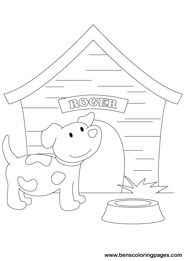 Dog and kennel picture to color