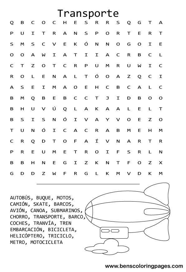 transportation word search