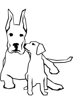 dog and puppy drawing page