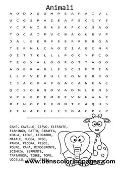 Animals word search for kids