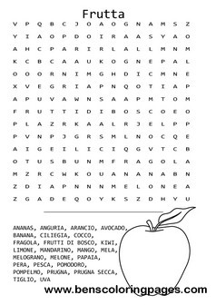 Fruit themed word search in Italian language