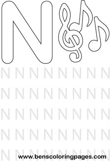 letter N alphabet coloring picture