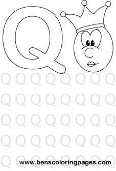 letter Q alphabet coloring handout