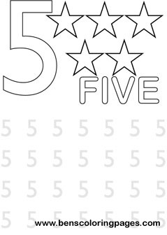 learning number five coloring print