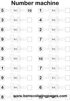 Multiplication Coloring Sheets on Free Number Machines Multiplication Printout