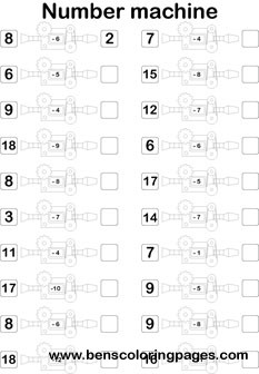 subtraction number machine printout