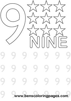 learning number nine coloring print