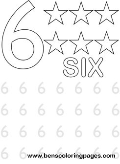 learning number six coloring print