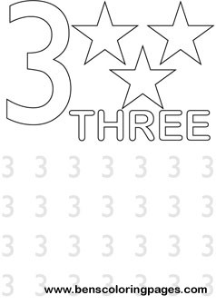 learning number three coloring print