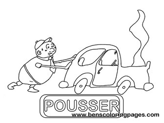 pousser educational flashcard