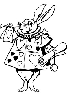 The white rabbit kids coloring pages