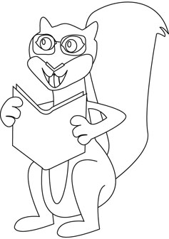 Intelligent squirrel coloring pages