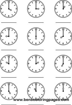 hour clock coloring print