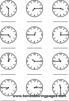 15 mins clock coloring print