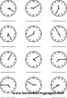 minutes clock coloring print