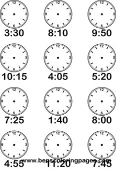 drawing clock coloring print