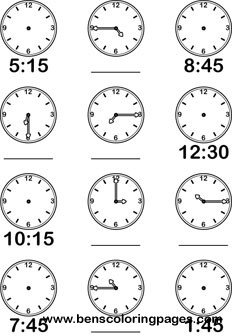 learning clock coloring print