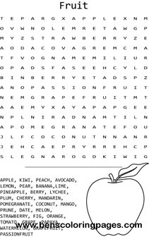 word search Fruits