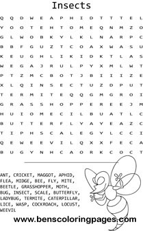 word search Insects