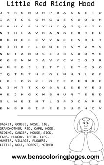 word search Little red riding hood